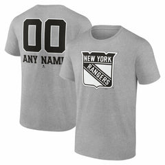 New York Rangers Big & Tall Personalized Name & Number Monochrome T-Shirt - Gray - NHL