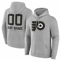 Philadelphia Flyers Big & Tall Personalized Name & Number Monochrome Pullover Hoodie - Gray - NHL