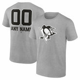 Pittsburgh Penguins Big & Tall Personalized Name & Number Monochrome T-Shirt - Gray - NHL