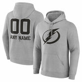 Tampa Bay Lightning Big & Tall Personalized Name & Number Monochrome Pullover Hoodie - Gray - NHL