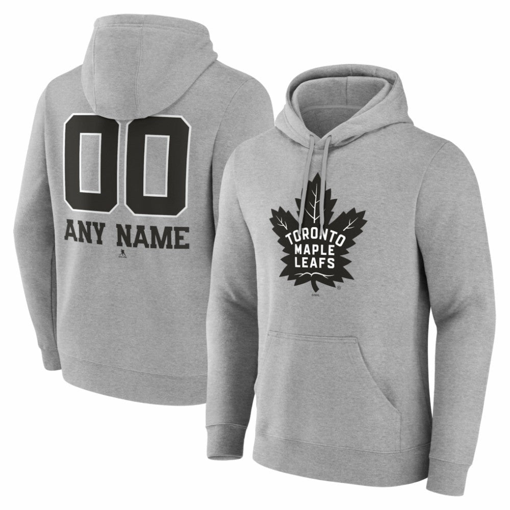 Toronto Maple Leafs Big & Tall Personalized Name & Number Monochrome Pullover Hoodie - Gray - NHL