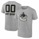 Vancouver Canucks Big & Tall Personalized Name & Number Monochrome T-Shirt - Gray - NHL