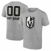 Vegas Golden Knights Big & Tall Personalized Name & Number Monochrome T-Shirt - Gray - NHL