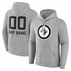 Winnipeg Jets Big & Tall Personalized Name & Number Monochrome Pullover Hoodie - Gray - NHL