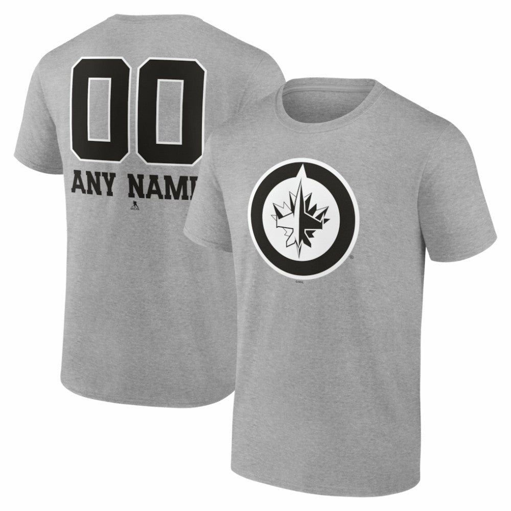 Winnipeg Jets Big & Tall Personalized Name & Number Monochrome T-Shirt - Gray - NHL