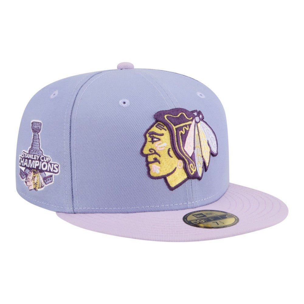 Chicago Blackhawks New Era Lavender Bloom 59FIFTY Fitted Hat - Light Purple/Purple - NHL