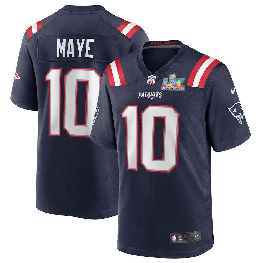 Drake Maye New England Patriots Super Bowl LX Patch Game Jersey Navy | Nike for Sale