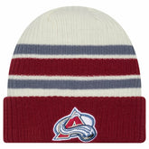 Colorado Avalanche New Era Vintage Cuffed Knit Hat - Cream/Burgundy - NHL