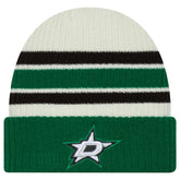 Dallas Stars New Era Vintage Cuffed Knit Hat - Cream/Kelly Green - NHL