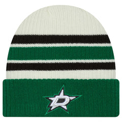 Dallas Stars New Era Vintage Cuffed Knit Hat - Cream/Kelly Green - NHL