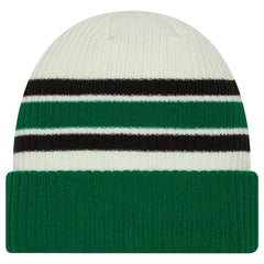 Dallas Stars New Era Vintage Cuffed Knit Hat - Cream/Kelly Green - NHL