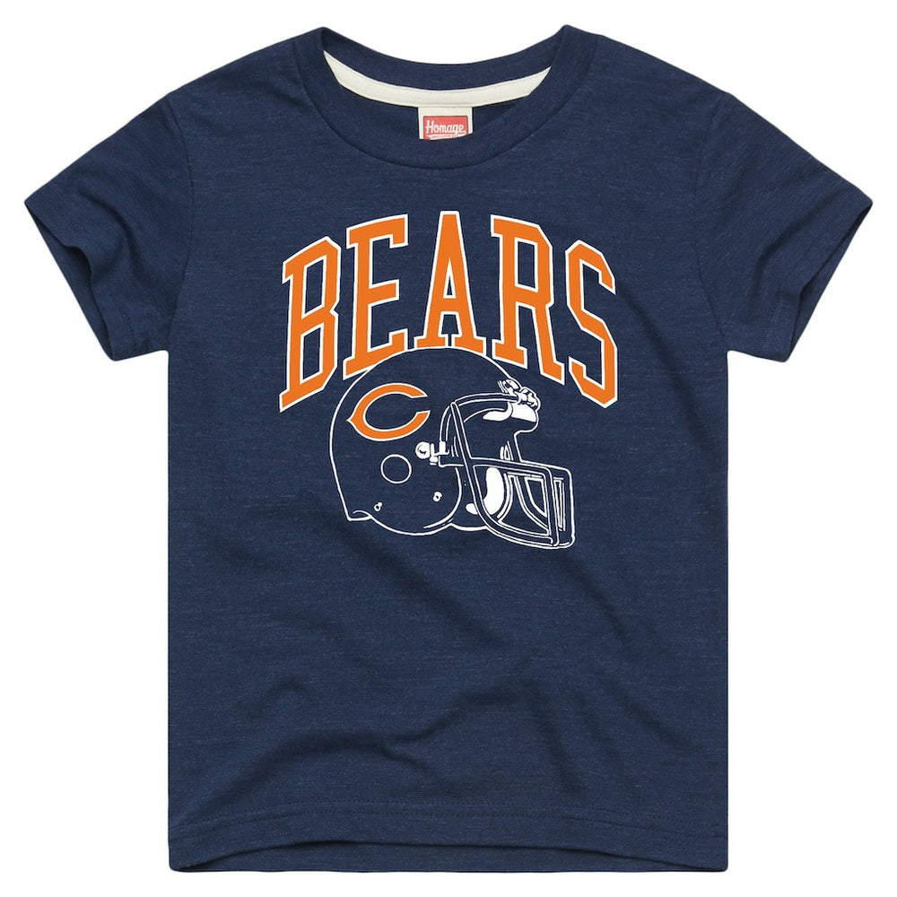 Chicago Bears Homage Youth Helmet Retro Tri-Blend T-Shirt Navy | NFL