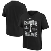 Seattle Seahawks Youth Super Bowl LX Champions Locker Room Trophy Collection Replica T-Shirt Black | Nike for Sale