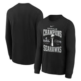 Seattle Seahawks Youth Super Bowl LX Champions Locker Room Trophy Collection Long Sleeve T-Shirt Black | Nike for Sale