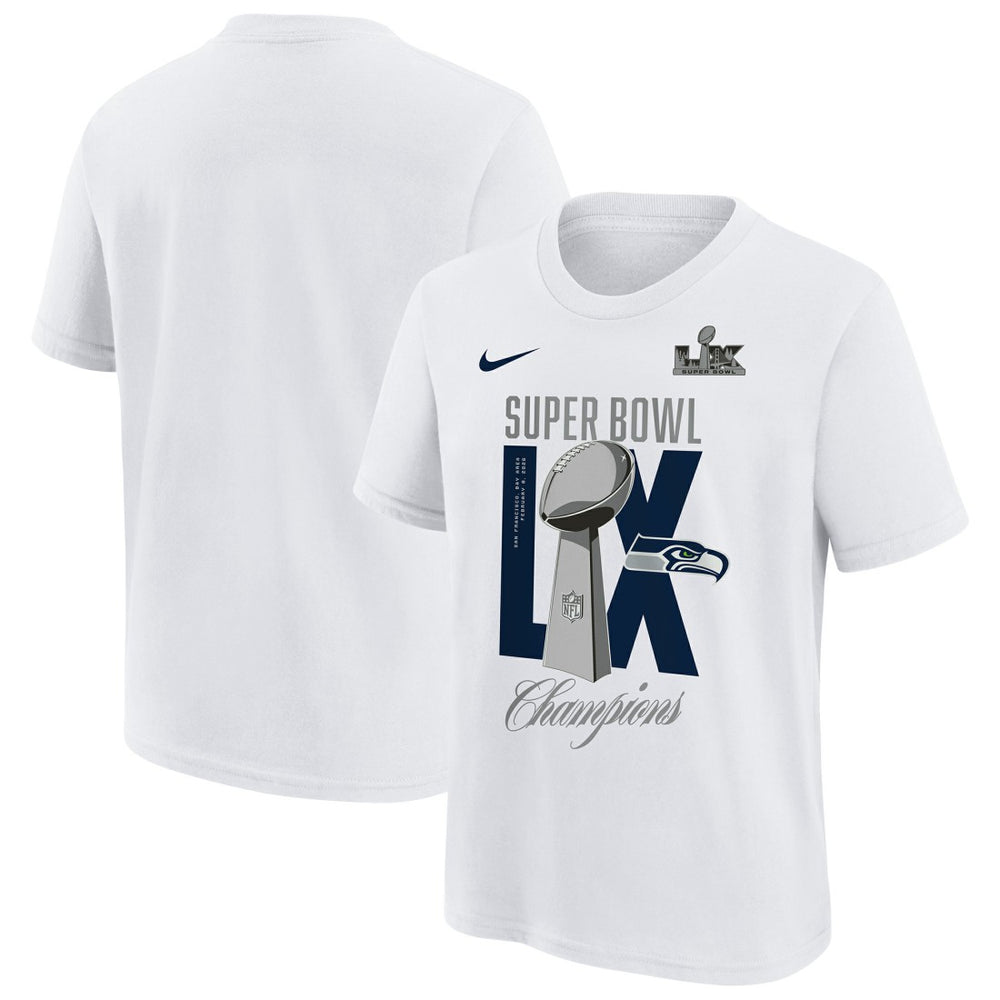 Seattle Seahawks Youth Super Bowl LX Champions Lombardi Trophy T-Shirt White | Nike for Sale