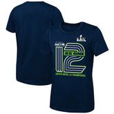 Seattle Seahawks Girls Youth Super Bowl LX Champions On Top T-Shirt College Navy | Fanatics