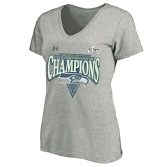 Seattle Seahawks Women's 2025 NFC Champions Plus Size Hail Mary Tri-Blend V-Neck T-Shirt Heather Gray | Fanatics