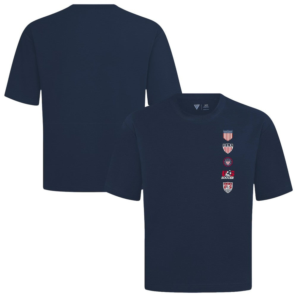 USMNT Levelwear Luxe Signature Knit Timeline T-Shirt Navy - FIFA World CUP