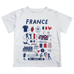 France National Team Vive La Fete Youth Impressions Artwork T-Shirt White - FIFA World CUP