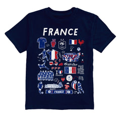 France National Team Vive La Fete Youth Impressions Artwork T-Shirt Navy - FIFA World CUP