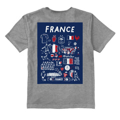 France National Team Vive La Fete Youth Impressions Artwork T-Shirt Gray - FIFA World CUP