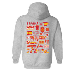 Spain National Team Vive La Fete Women's Impressions Artwork Hoodie Gray - FIFA World CUP