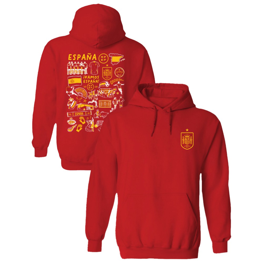 Spain National Team Vive La Fete Women's Impressions Artwork Hoodie Red - FIFA World CUP