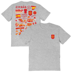 Spain National Team Vive La Fete Women's Impressions Artwork Fitted T-Shirt Gray - FIFA World CUP