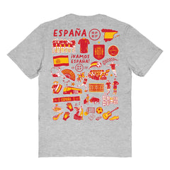 Spain National Team Vive La Fete Women's Impressions Artwork Fitted T-Shirt Gray - FIFA World CUP