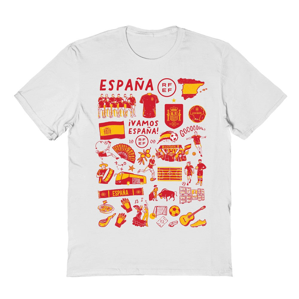 Spain National Team Vive La Fete Women's Impressions Artwork Fitted T-Shirt White - FIFA World CUP