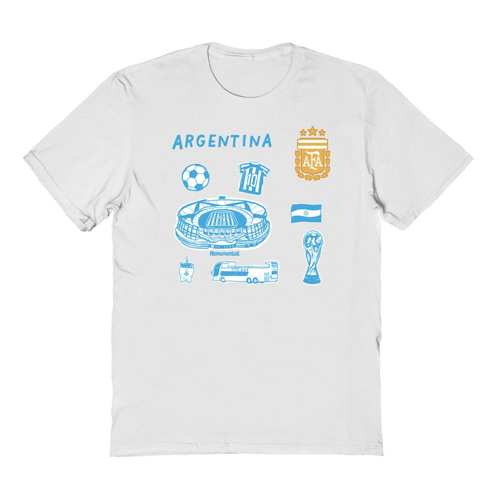 Argentina National Team Vive La Fete Youth Impressions Icons T-Shirt White - FIFA World CUP