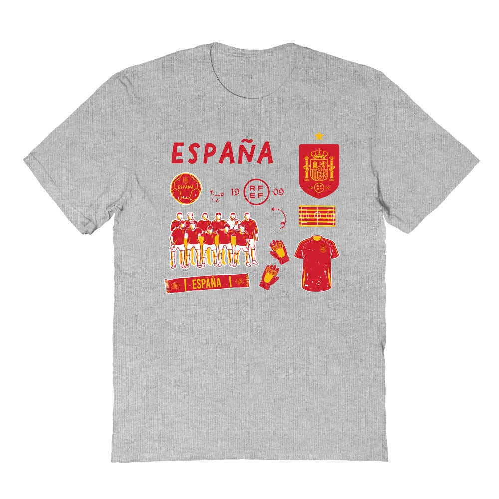 Spain National Team Vive La Fete Youth Impressions Icons T-Shirt Gray - FIFA World CUP