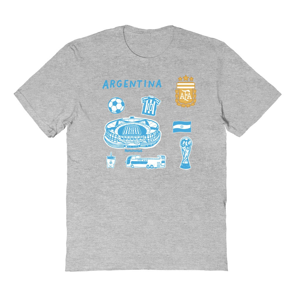Argentina National Team Vive La Fete Youth Impressions Icons T-Shirt Gray - FIFA World CUP
