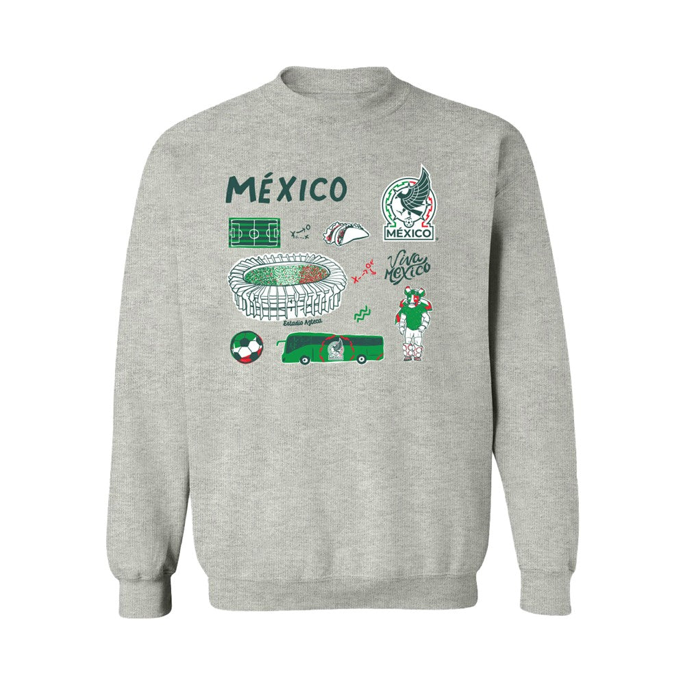 Mexico National Team Vive La Fete Women's Impressions Icons Sweatshirt Gray - FIFA World CUP