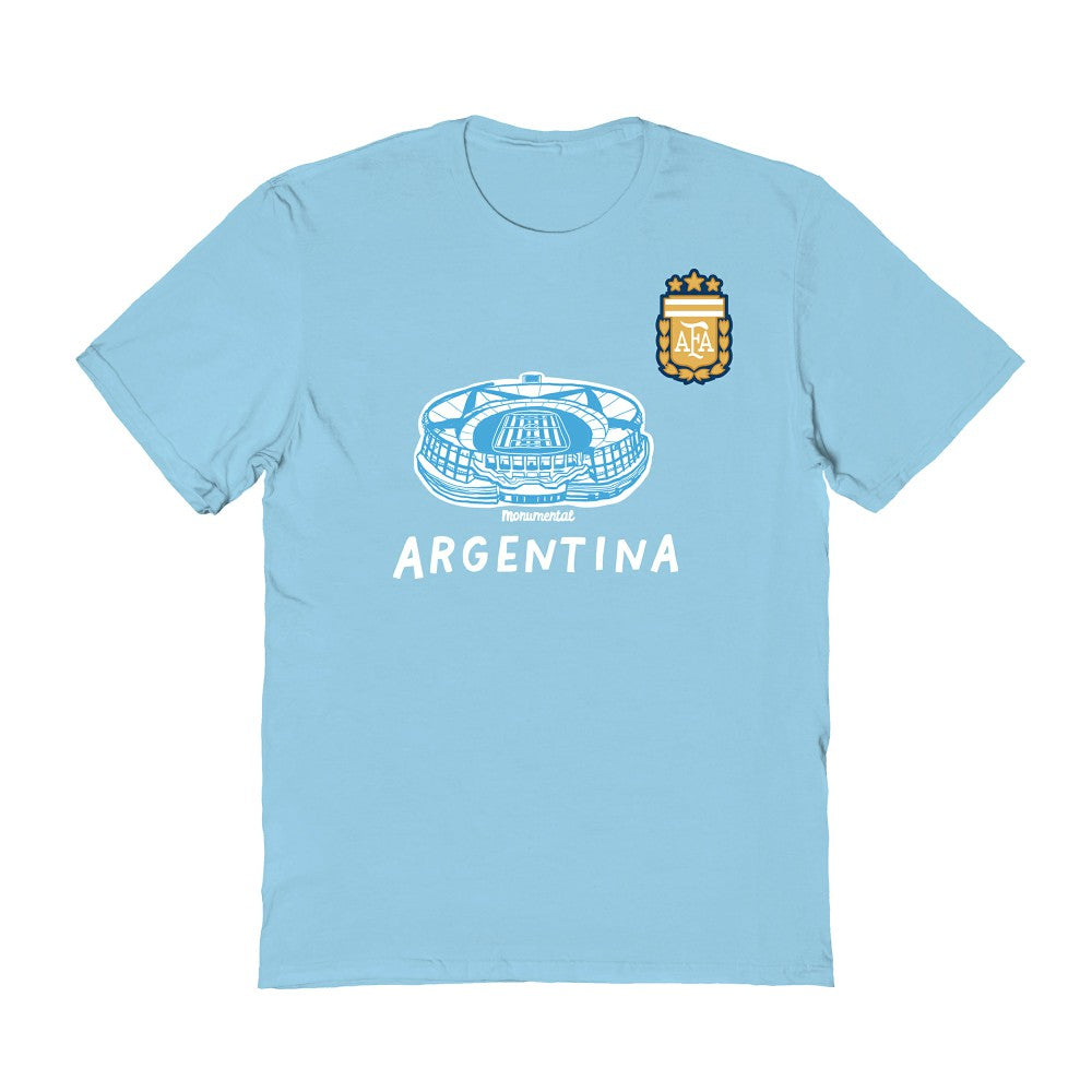 Argentina National Team Vive La Fete Women's Stadium Style T-Shirt Light Blue - FIFA World CUP
