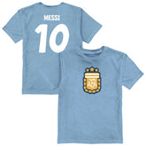 Lionel Messi Argentina National Team Vive La Fete Youth Player Name & Number Color Badge T-Shirt Light Blue - FIFA World CUP