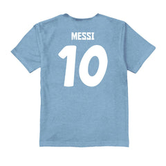 Lionel Messi Argentina National Team Vive La Fete Youth Player Name & Number Color Badge T-Shirt Light Blue - FIFA World CUP