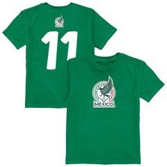 Santiago Gimenez Mexico National Team Vive La Fete Youth Player Name & Number Color Badge T-Shirt Green - FIFA World CUP