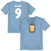 Julián Álvarez Argentina National Team Vive La Fete Youth Player Name & Number Color Badge T-Shirt Light Blue - FIFA World CUP