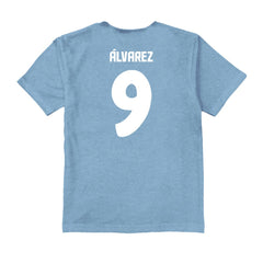 Julián Álvarez Argentina National Team Vive La Fete Youth Player Name & Number Color Badge T-Shirt Light Blue - FIFA World CUP