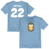 Lautaro Martinez Argentina National Team Vive La Fete Youth Player Name & Number Color Badge T-Shirt Light Blue - FIFA World CUP