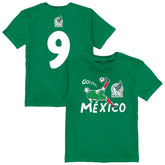 Raúl Jiménez Mexico National Team Vive La Fete Youth Player Name & Number Chilena Style T-Shirt Green - FIFA World CUP