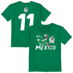 Santiago Gimenez Mexico National Team Vive La Fete Youth Player Name & Number Chilena Style T-Shirt Green - FIFA World CUP
