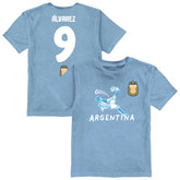 Julián Álvarez Argentina National Team Vive La Fete Youth Player Name & Number Chilena Style T-Shirt Light Blue - FIFA World CUP