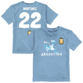 Lautaro Martinez Argentina National Team Vive La Fete Youth Player Name & Number Chilena Style T-Shirt Light Blue - FIFA World CUP
