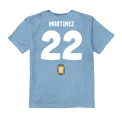 Lautaro Martinez Argentina National Team Vive La Fete Youth Player Name & Number Chilena Style T-Shirt Light Blue - FIFA World CUP