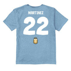 Lautaro Martinez Argentina National Team Vive La Fete Youth Player Name & Number Stadium Style T-Shirt Light Blue - FIFA World CUP