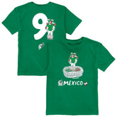 Raúl Jiménez Mexico National Team Vive La Fete Youth Player Name & Number Stadium Style T-Shirt Green - FIFA World CUP