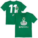 Santiago Gimenez Mexico National Team Vive La Fete Youth Player Name & Number Stadium Style T-Shirt Green - FIFA World CUP