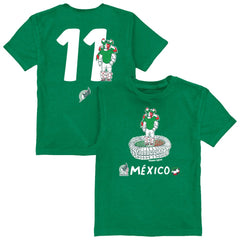 Santiago Gimenez Mexico National Team Vive La Fete Youth Player Name & Number Stadium Style T-Shirt Green - FIFA World CUP